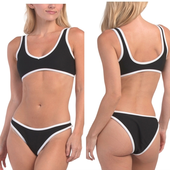 Wilo The Label Other - 🖤🔹️WILO 🔹️2pc Rib V Neck Binding Bra Black and White Bikini Set